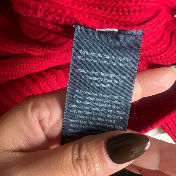 Tommy Hilfiger Women's Chunky Cable Knit Sweater Red Size Large Holidays Winter - Picture 7 of 8